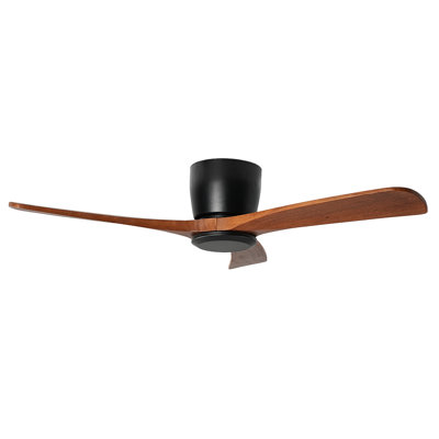 52 INCH WOOD CEILING FAN NO LIGHT,Flush Mount Ceiling Fan , Solid Wood Blades, Reversible Quiet DC Motor, Remote Control with 6 Speeds