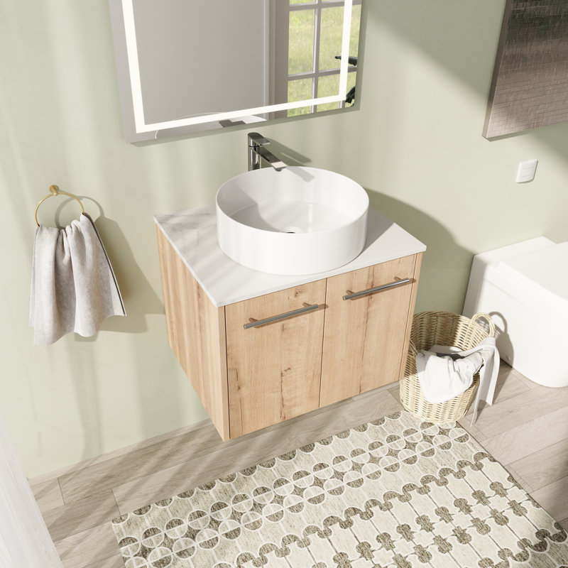 Meuble-lavabo simple mural 24 po avec comptoir en céramique 24 po