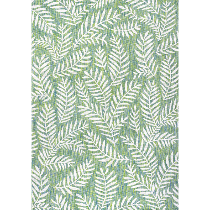 Kelita Nevis Palm Frond Cream/Green Indoor/Outdoor Rug, Rectangle 3'1" x 5'