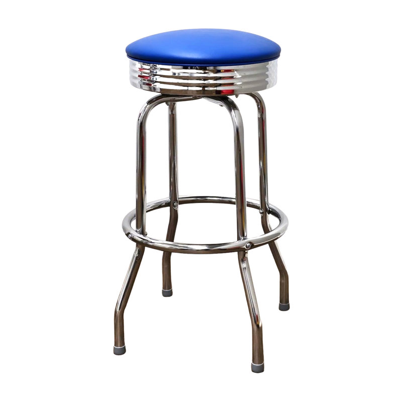 Tabouret de bar et de comptoir pivotant à un anneau Retro Home, Bleu, Tabouret de bar (assise de 30 po de hauteur)