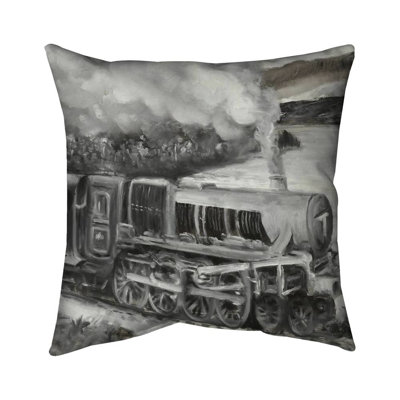Vintage Passenger Locomotive – Outdoor Throw Pillow with Insert, Weather-Resistant