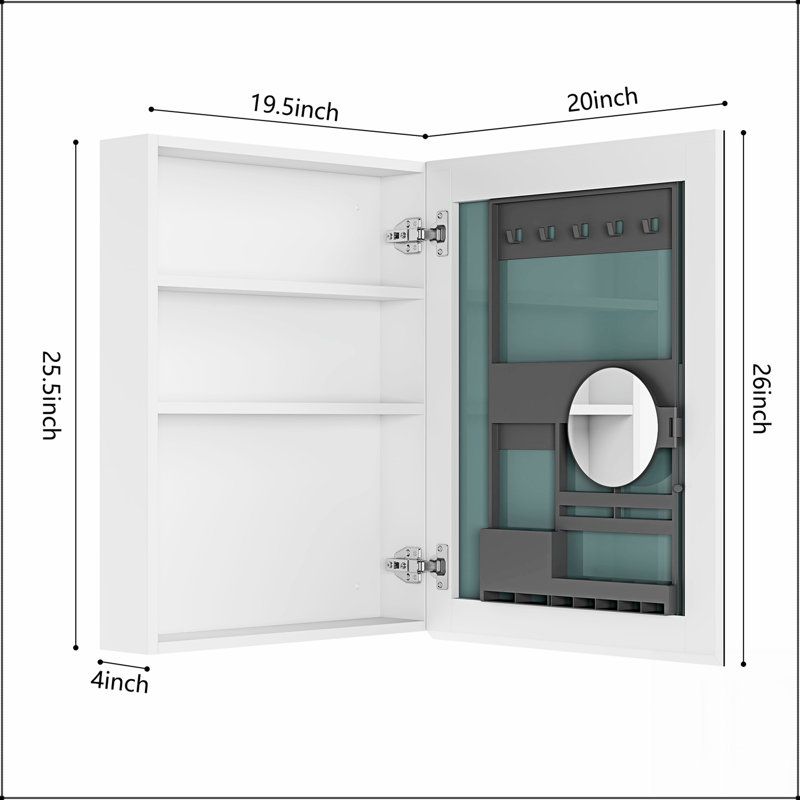 Armoire à pharmacie sans cadre avec bords biseautés, rangement spacieux pour les salles de bain modernes et rangement sans encombrement