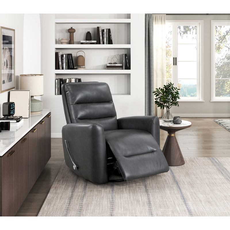 Fauteuil inclinable et oscillant beige en similicuir, Gris