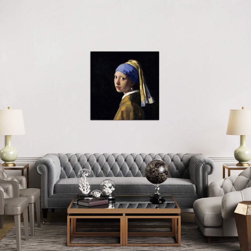 Girl With A Pearl Earring by Johannes Vermeer - Painting on Canvas, No Frame, 66.04 cm H x 66.04 cm W x 1.91 cm D