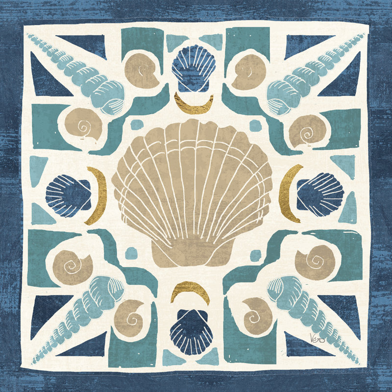 «Undersea Blue Tile II» par Véronique Charron, impression sur toile tendue, H 12 po x l 12 po, Non, Toile tendue