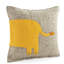 Coussin fait à la main en laine feutrée à la main - lion jaune sur fond gris - 18 po-101830014