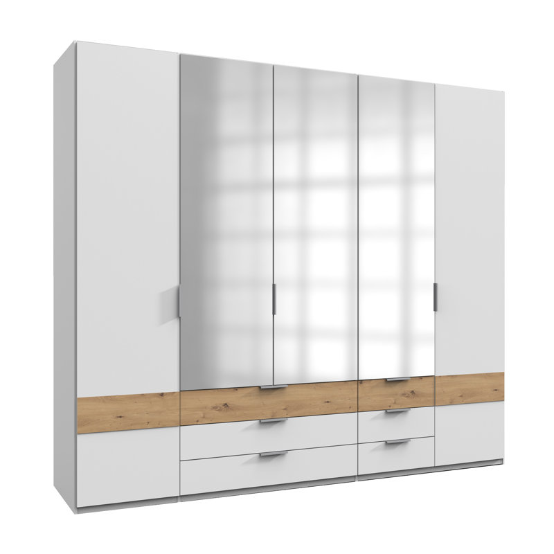 Natellie 5 Door Manufactured Wood Wardrobe, White/Artisan Oak
