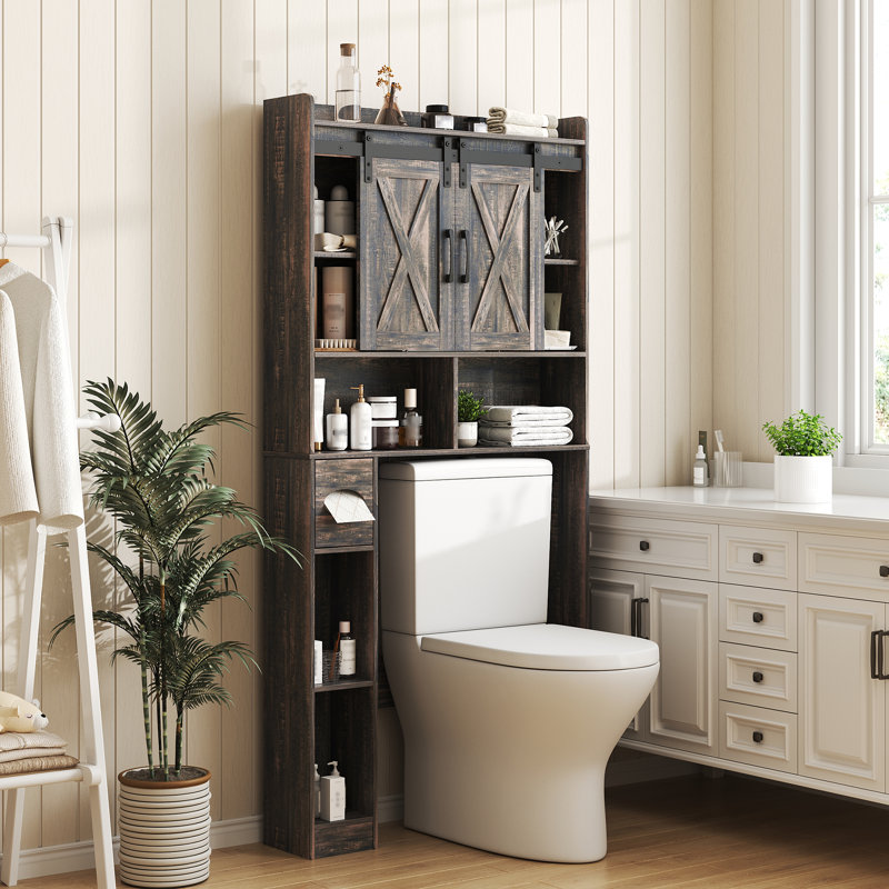 Over The Toilet Storage Cabinet, Dark Rustic Oak