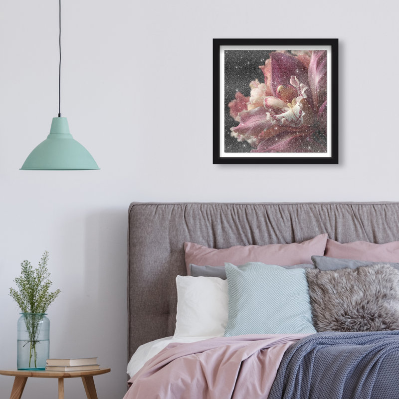 Velvet Labellum Shadowbox Floral & Botanical Print by Oliver Gal, Black Frame, 12 x 12, 17.5"H x 17.5"W, Black Shadowbox