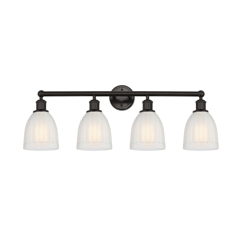 Éclairage pour meuble-lavabo 4 lumières 32,75 pouces Radegonde, Blanc, Bronze huilé