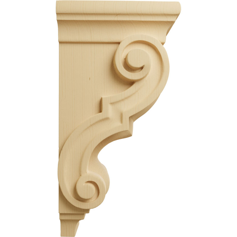 4 1/2"W x 5"D x 10"H Medium Traditional Wood Corbel, Alder (6-Pack), Alder