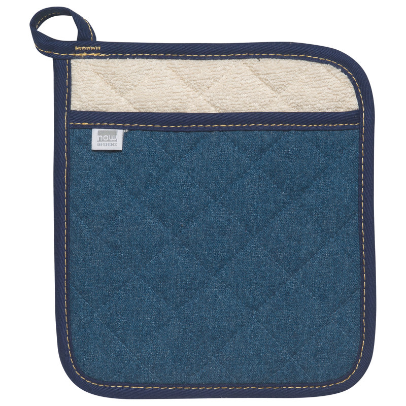 Now Designs Geometric Cotton Potholder, Dark Blue