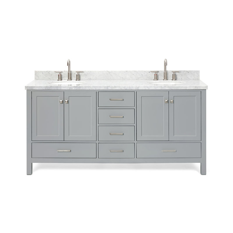 Ensemble de meuble-lavabo double 73 po Cambridge, Ovale, Gris