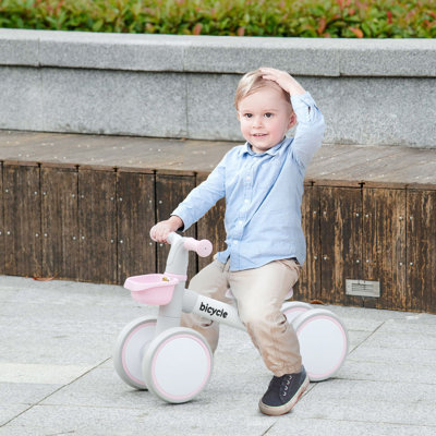 Vélo d'équilibre pour tout-petits de 1 à 3 ans avec siège réglable, roues silencieuses, vélo sans pédale, rose L 22 po x l 10,6 po x H 15,4 po, alliage d'aluminium, polypropylène, 1 pièce, vélo d'équilibre,…