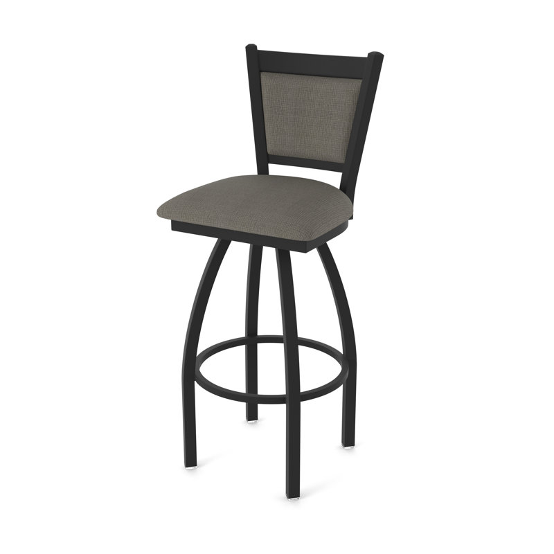 Tabouret pivotant Hadleigh, Tabouret de comptoir (siège d'une hauteur de 25 p, Noir froissé, Tissu - graphique calice