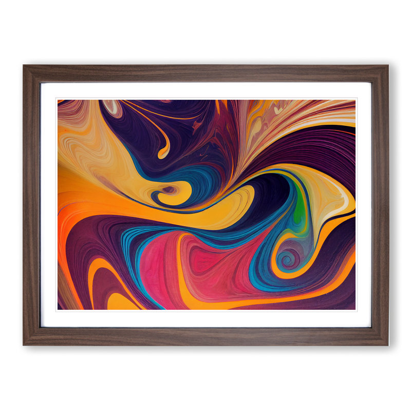 Marble Abstract Vol.2 - Single Picture Frame Print, 34cm H x 46cm W x 2cm D, Walnut