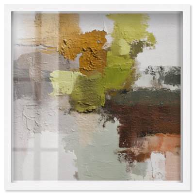 «Earthy Hues I Shadowbox Print», art mural rustique par Art Remedy, cadre blanc, 17 x 17