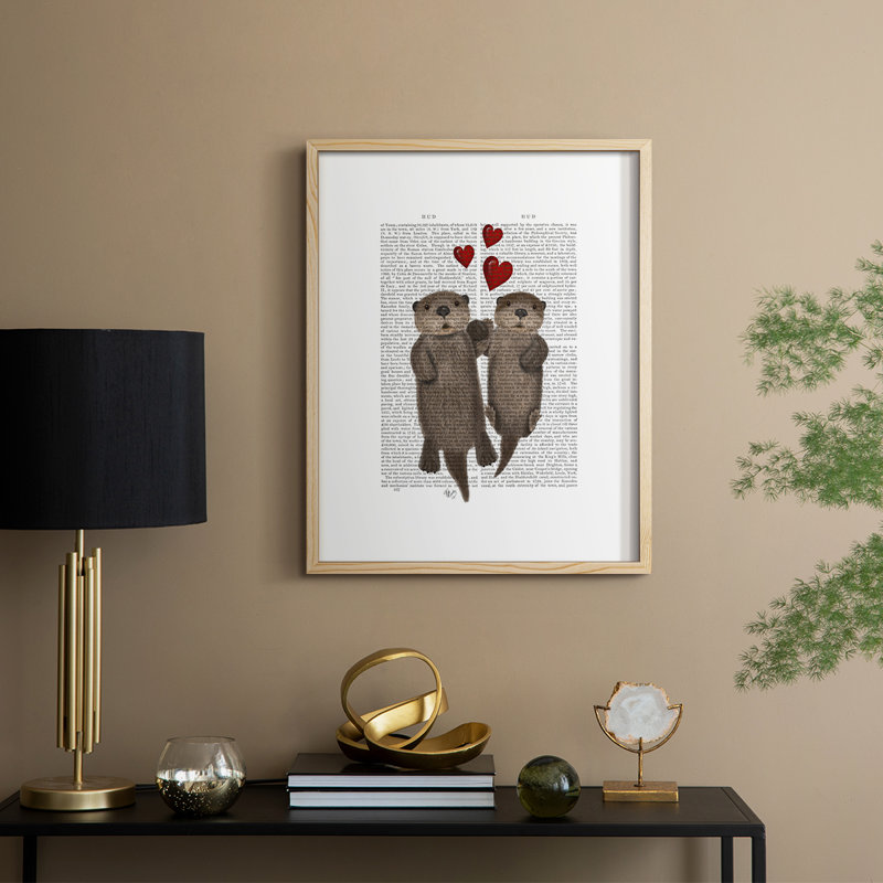 Otters Holding Hands Framed Print - Solid Wood