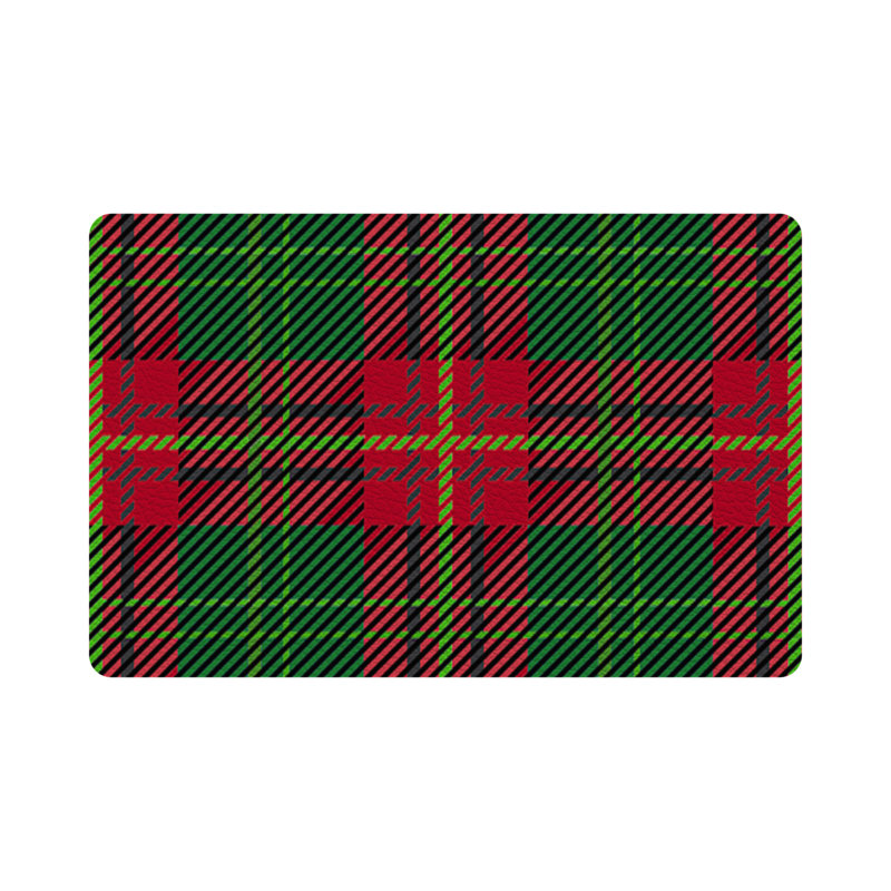 Tartan Vegan Leather Rectangle Pebble Placemat, Green