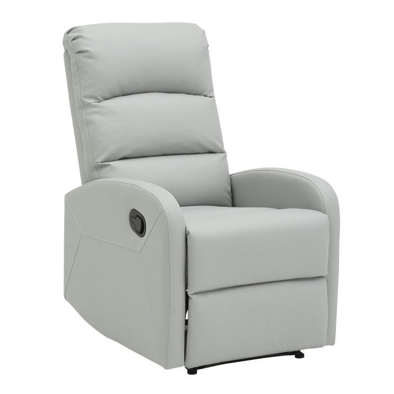 Dormi Contemporary Recliner Chair In Light Grey Faux Leather By Lumisource, Gray
