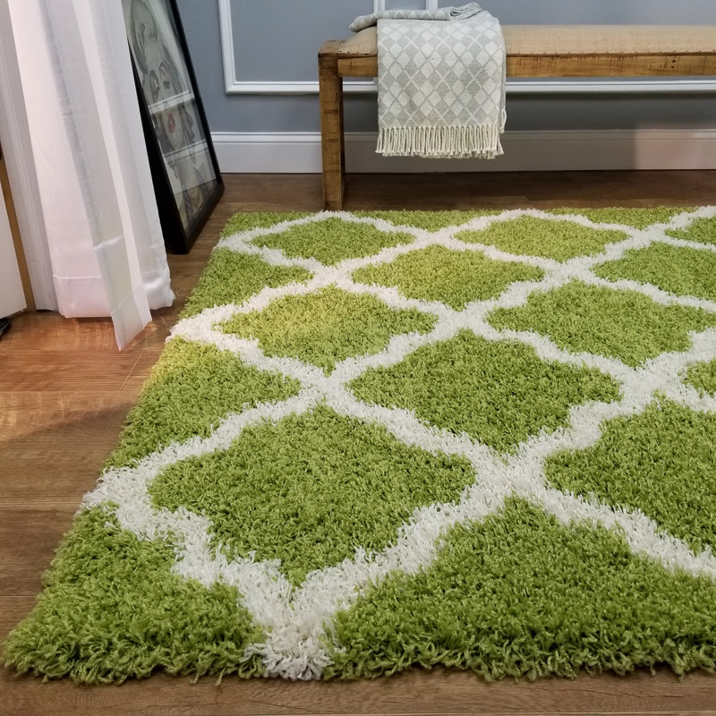 Tapis vert à poils longs Anie, Rectangle 5 pi x 7 pi