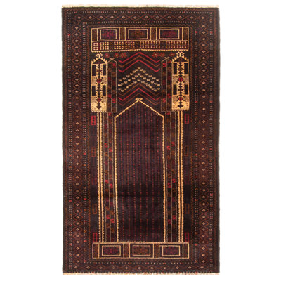 Tapis brun Teimani 2 pi 11 po x 4 pi 11 po