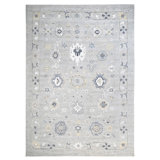 Hand Knotted Wool Oriental Area Rug in Silver/Gray/Ivory