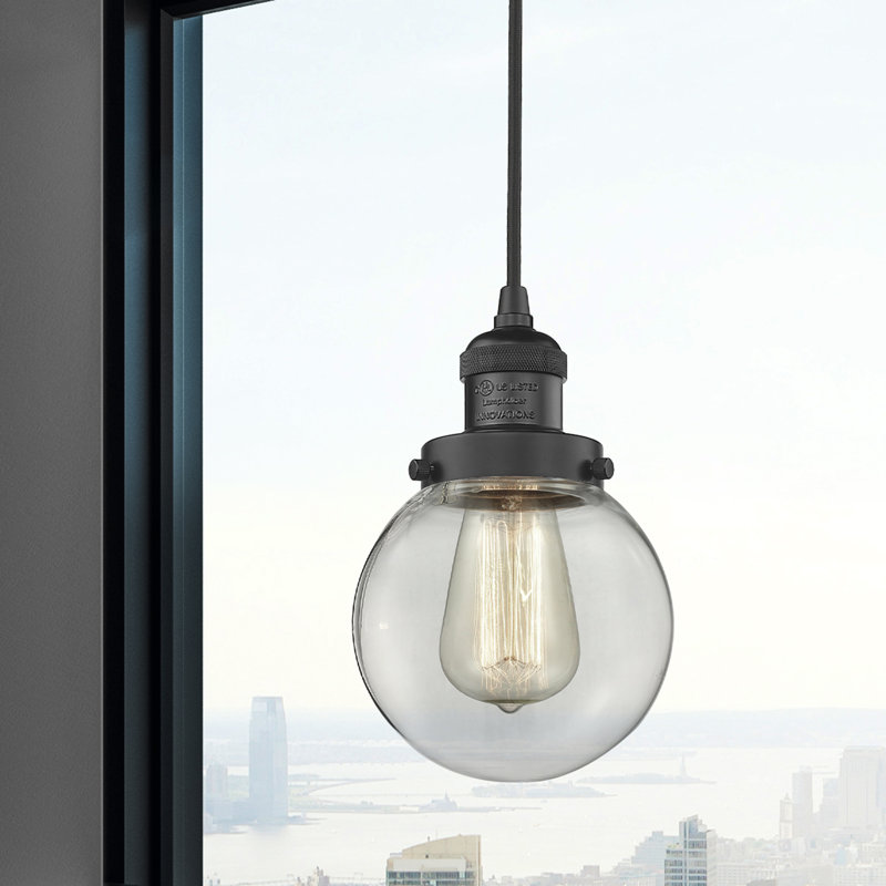 Clementina 1 - Light Single Pendant, Clear, Matte Black, No Bulb Included