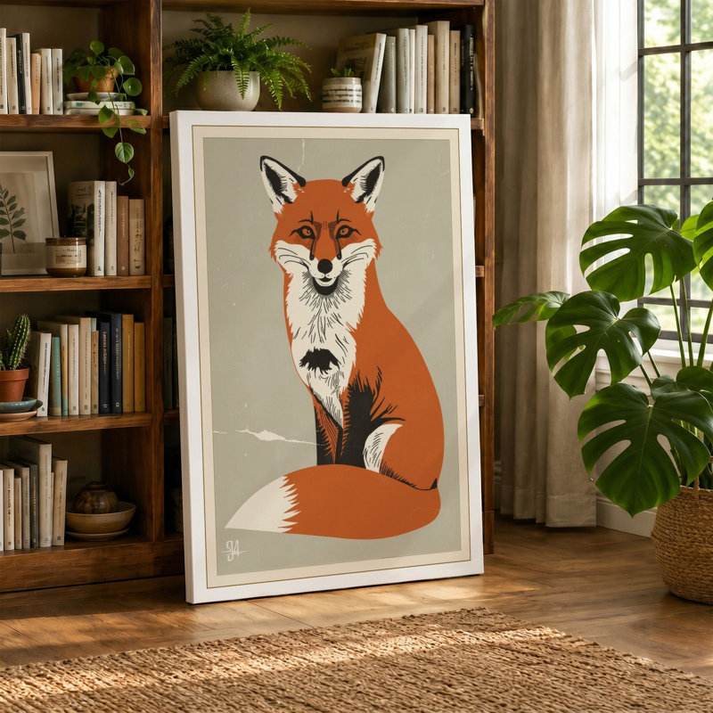 Dignified Fox Modern - Wrapped Canvas, 24x16 - 61.0 x 40.6 cm, Taupe Border
