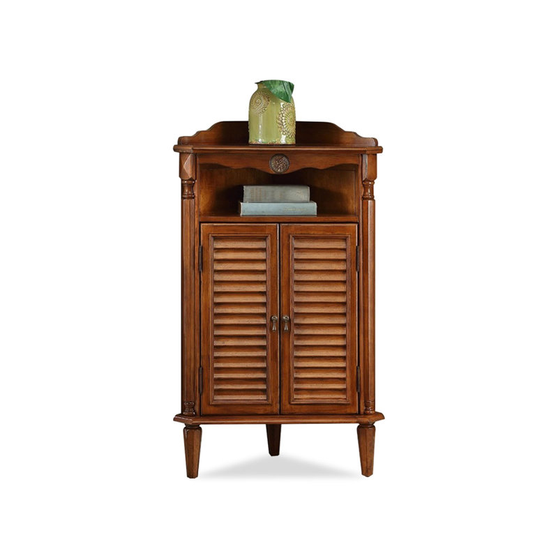 Armoire de coin en noyer massif et bois manufacturé