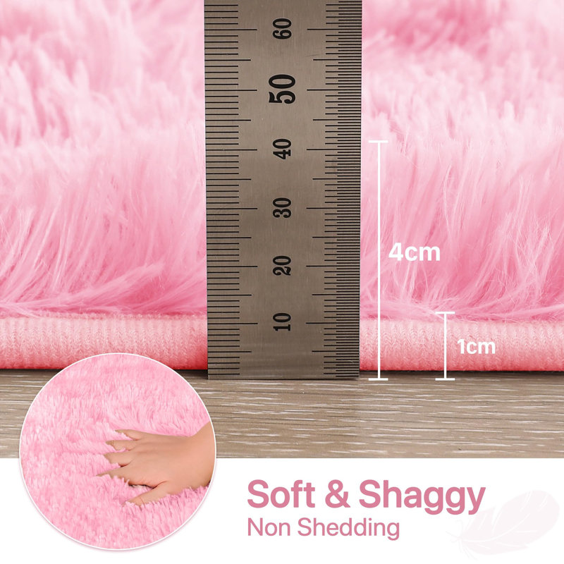 Super Soft Shaggy Area Rug, Light Pink, Rectangle 50 x 80cm