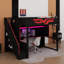 Lit mezzanine de jeu avec bureau et escalier, structure de lit mezzanine en bois massif avec lumières DEL, ports USB et tablettes