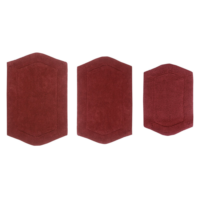 Tapis pour salle de bain 100% coton Morissette, antidérapant, séchage rapide, lavable à la machine, Rouge