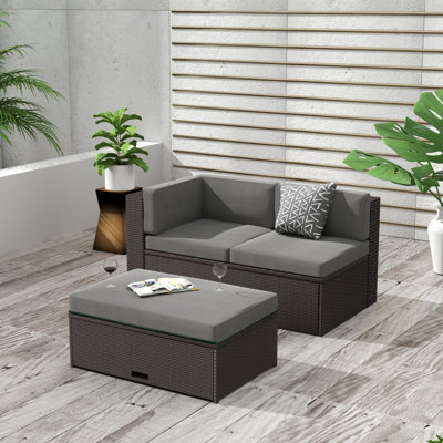 Newport 54'' Wide Straight Premium All-Weather Wicker Loveseat with Cushions