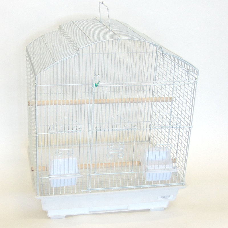 Prendergast 22'' Steel Victorian Top Table Top Bird Cage with Perch, White