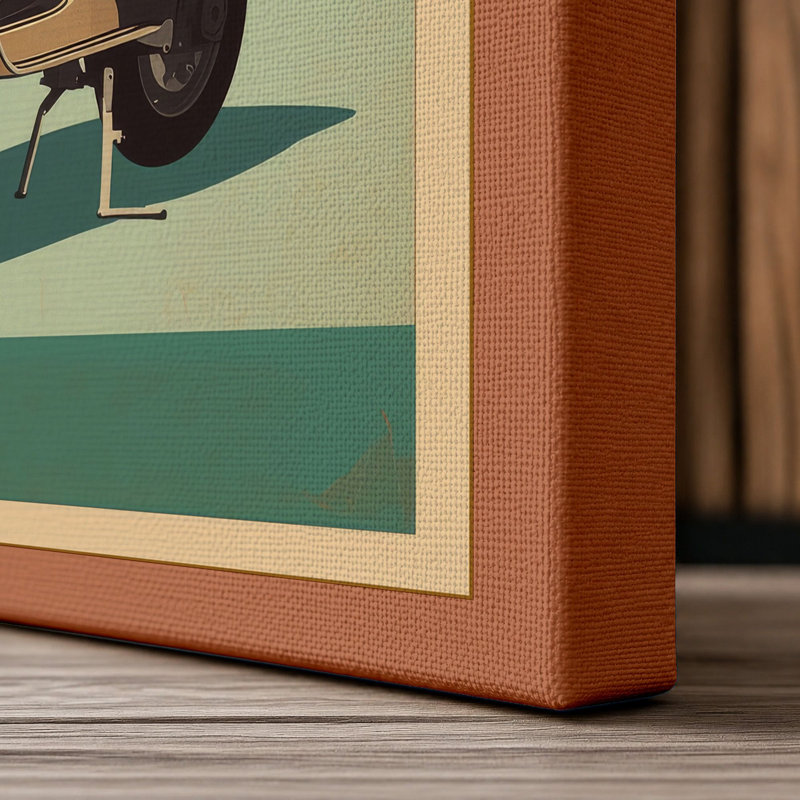 The Scooter Retro - Wrapped Canvas, 24x16 - 61.0 x 40.6 cm, Terracotta Border