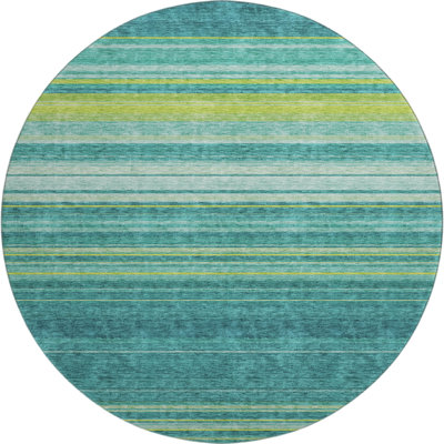Premium Machine Washable Prisco Teal Rug