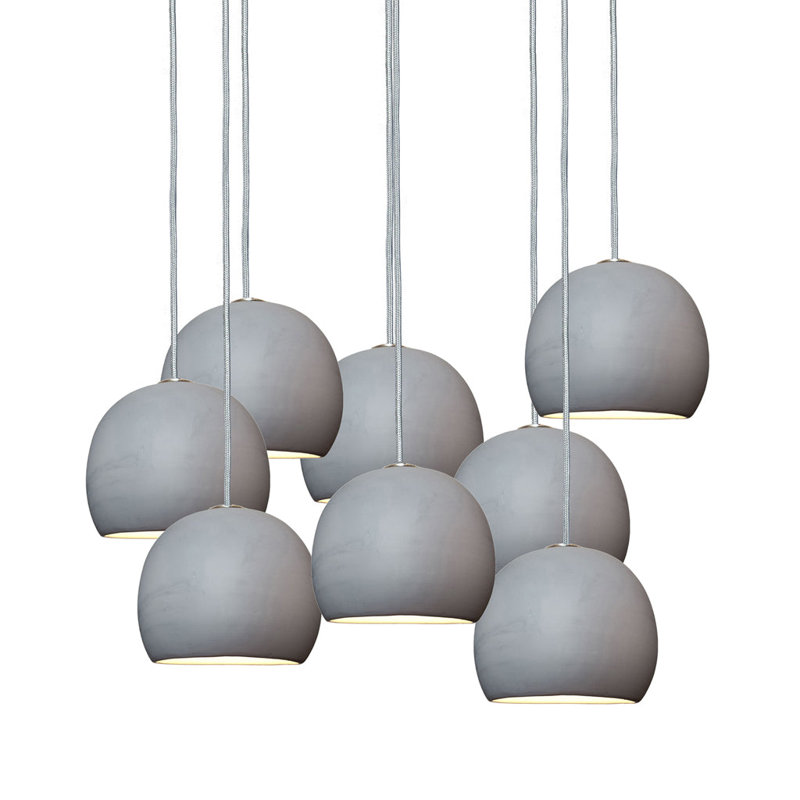 Clay 8 - Light Chandelier, 100" H, Gray, Nickel
