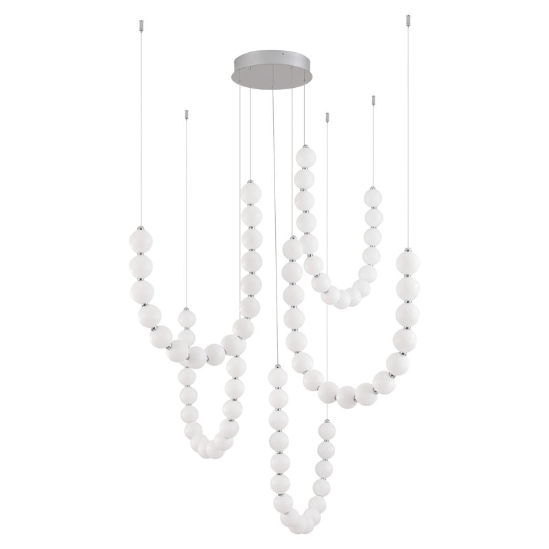 Akoya 80 Light Silver dimmable LED Chandelier, Chrome, 5 Head Chandelier