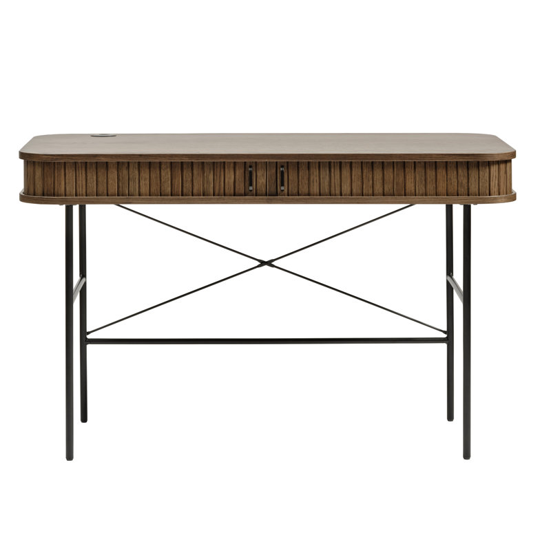 Teneasha Oval Writing Desk, Smoked Oak