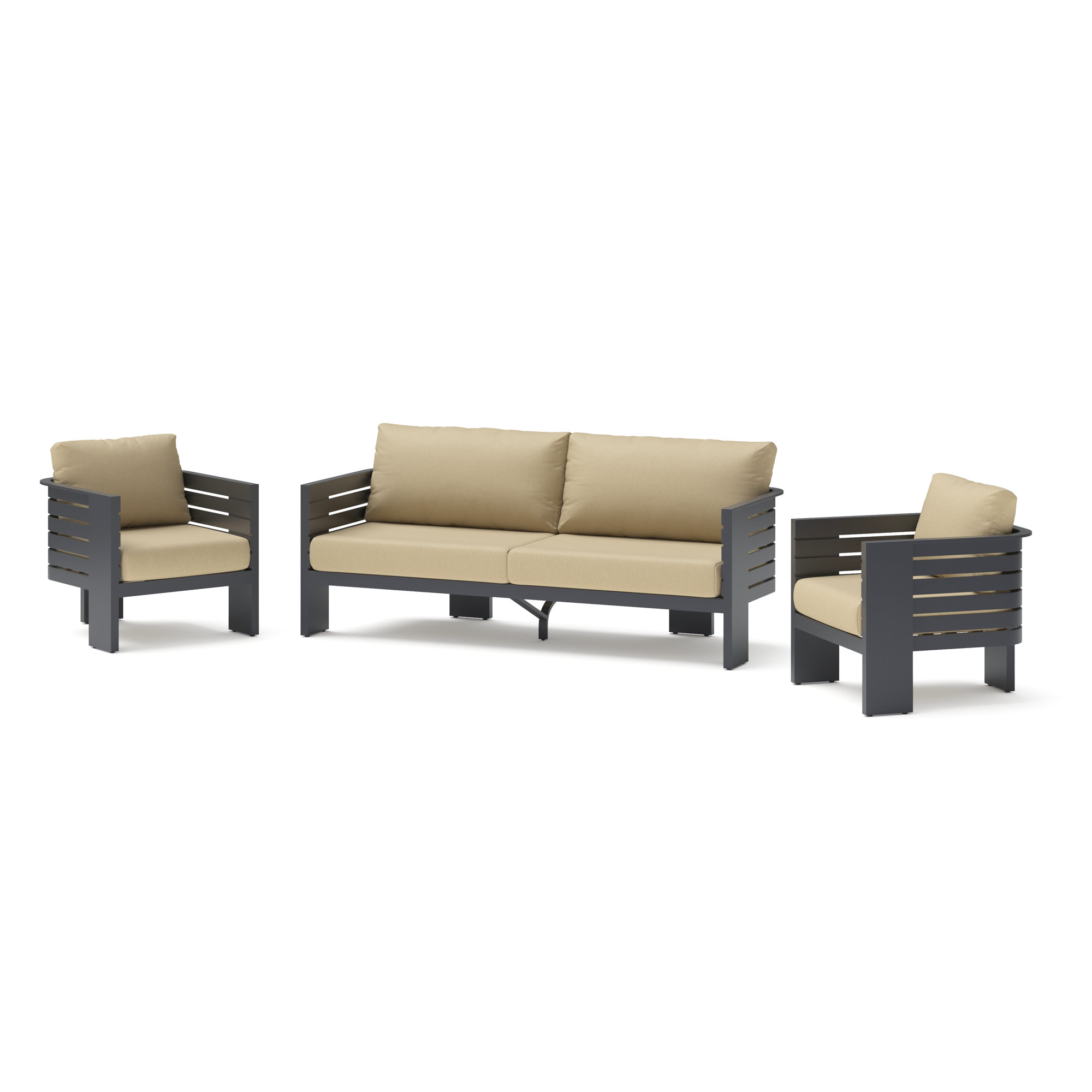 Ari 3 Piece Sunbrella® Outdoor Patio Seating Set, Maxima Beige