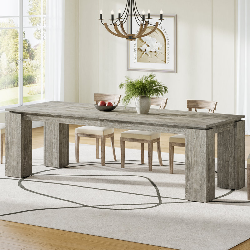 86.61 Inches Long Wood Dining Table For 8 People, Grey