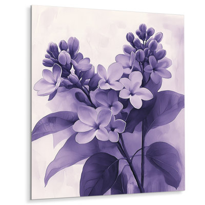 Lilac Shadows In Monochrome Minimalism IV - Lilacs Metal Print