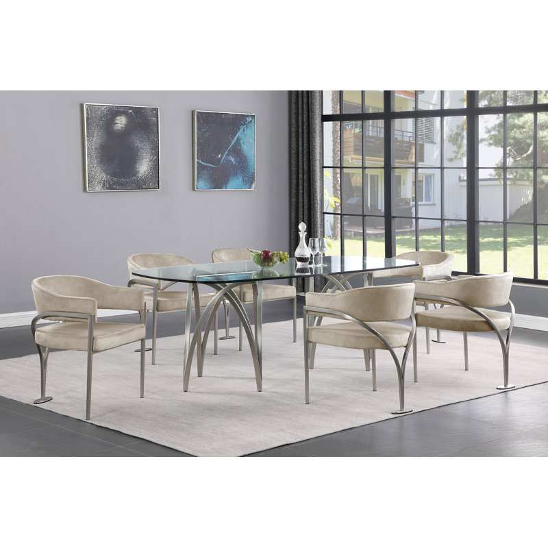 Chaise en velours Kirsi, Velours pierre, Argent argent