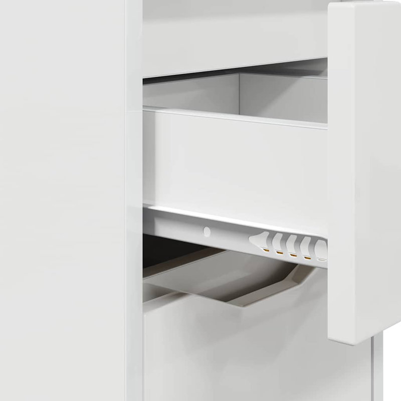 30.5cm W Manufactured Wood Bedside Table, High Gloss White
