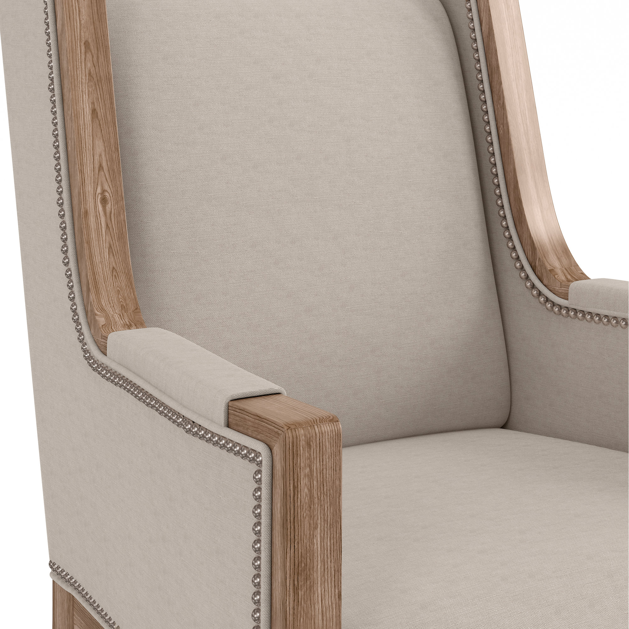 Ayla Upholstered Arm Chair in Light Oak/Oatmeal