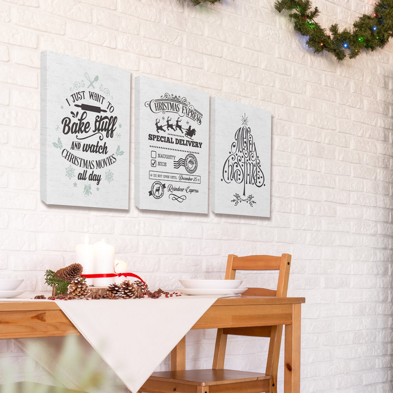 « vacances merry christmas, arbre typographique », impression, Toile tendue, H 20 po x l 16 po x P 1,5 po