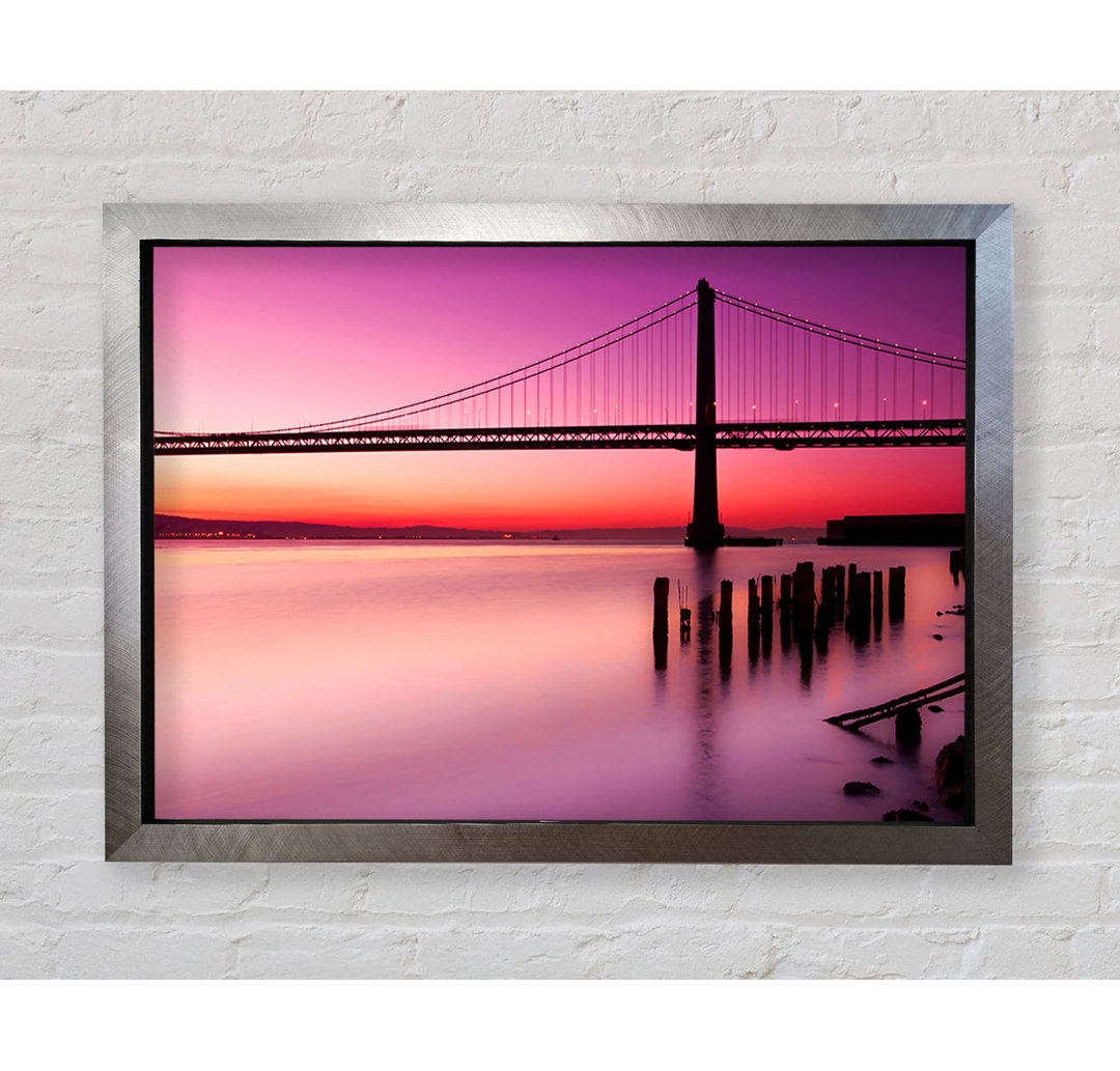 Silveren Gate Bridge Pink Serene - Einzelner Bilderrahmen Kunstdrucke