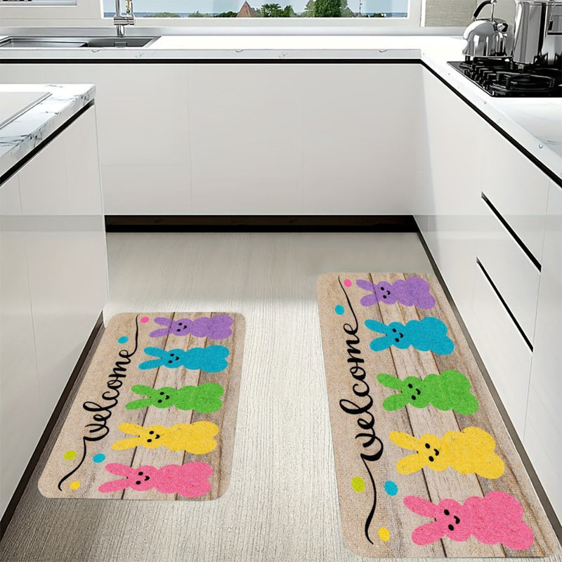 Tapis de cuisine coloré antidérapant 2 pièces