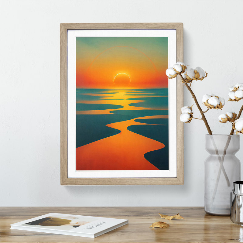 Bold Sunset View - Framed Print, 46cm H x 34cm W x 2cm D, Oak